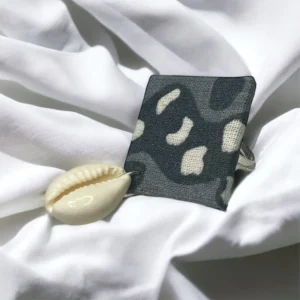 Grey Square Ring with Cowrie